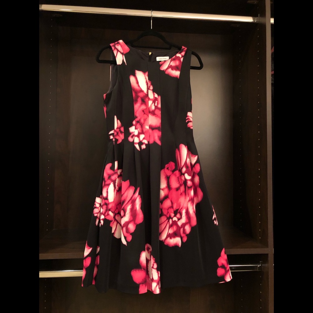 Calvin Klein black floral dress